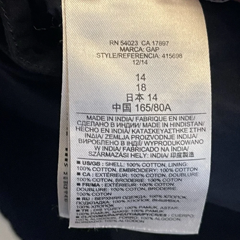 GAP Cotton Navy Blue Dress‎ Eyelet 14 Sheath Sundress Summer Vacation Casual